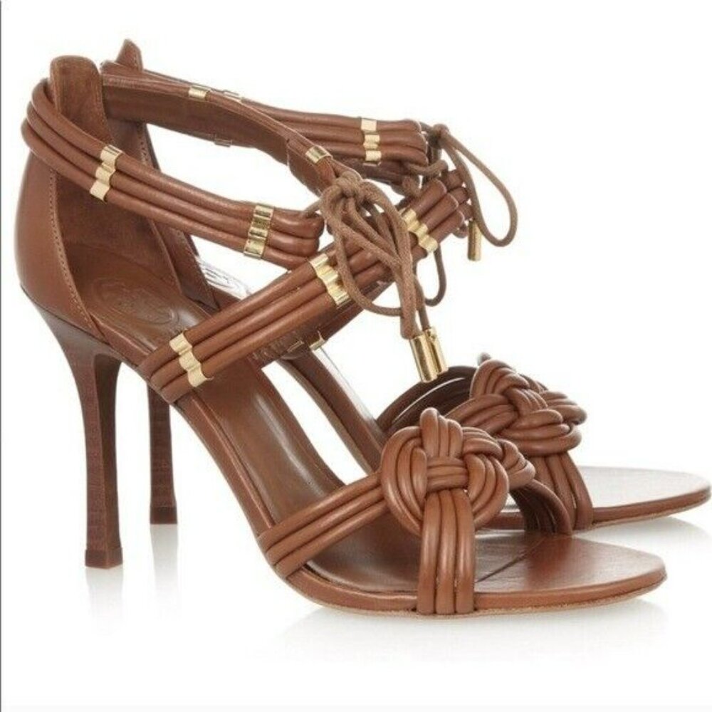 Brand New Tory Burch Audrianna Glazed Lounge Lace Up Heels SZ 8.5 MSRP $350